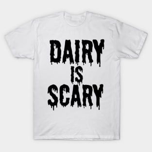 DAIRY IS SCARY - Vegan Halloween Costume - Black on Orange T-Shirt